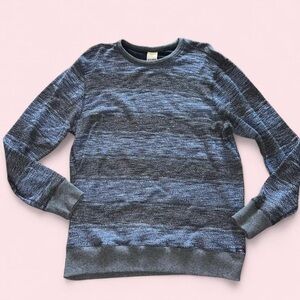 Faherty Sweater Mens Large Reversible Crew Midnight Nep Blue Gray Casual